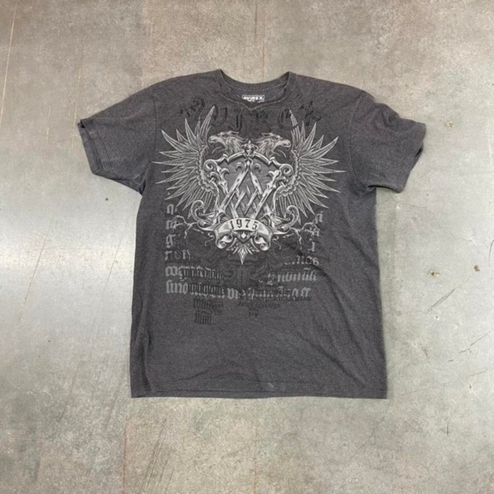 Avirex Eagle Graphic T-Shirt Dark Gray Y2K Mens Sz S